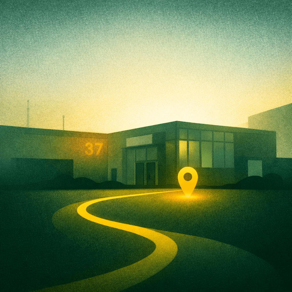 Glowing path to the driving test center