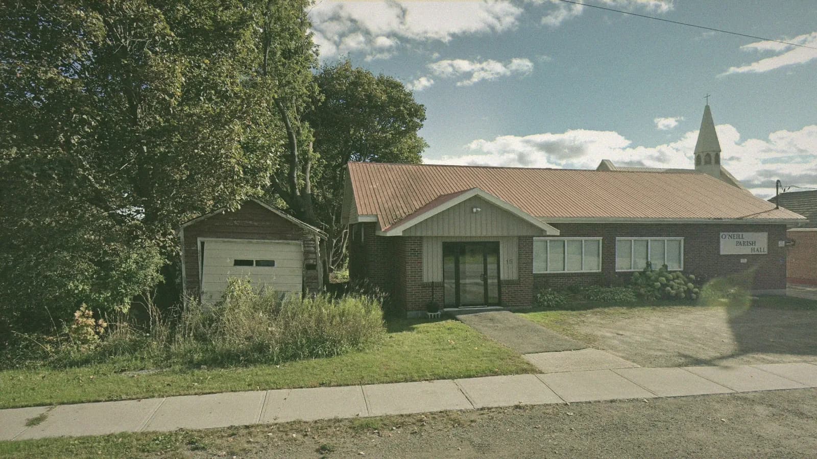 O'Neill Parish Hall, 15 Prince Albert St, Madoc, the building DriveTest uses as its Madoc travel point, seen from the street
