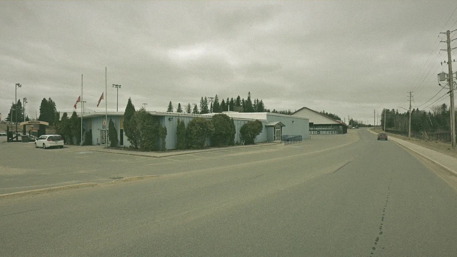 Royal Canadian Legion, Hwy 105, Red Lake, the building DriveTest uses as its Red Lake travel point, seen from the street