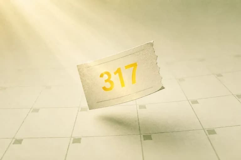 A walk-in queue ticket numbered 317 floating above a fading calendar grid