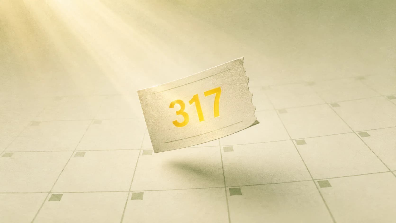 A walk-in queue ticket numbered 317 floating above a fading calendar grid